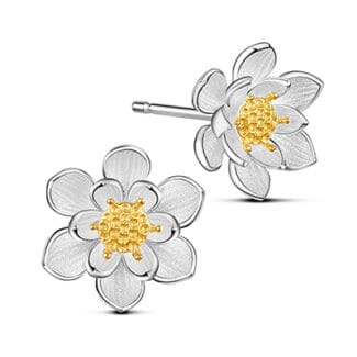 Cercei floare argint aur
