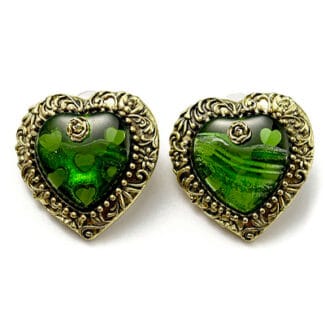 Cercei inima verde vintage
