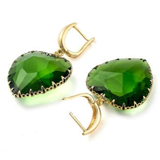Cercei inimioara verde eleganti