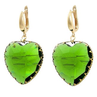 Cercei inimioara verde eleganti