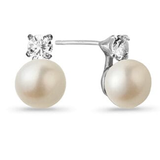 Cercei perla argint zirconia