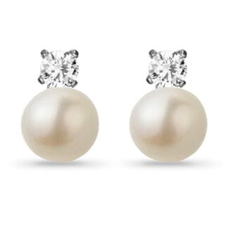 Cercei perla argint zirconia