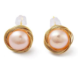 Cercei perla aurie eleganti