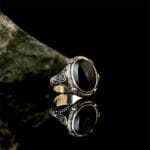 Inel obsidian negru inox