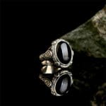 Inel obsidian negru inox