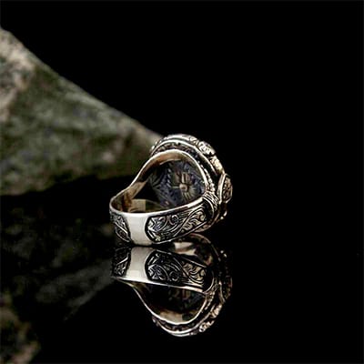 Inel obsidian negru inox
